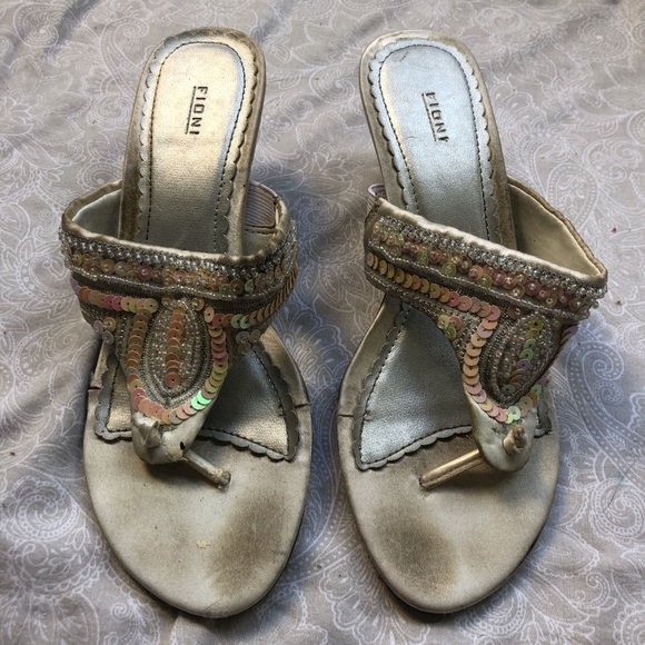 FIONI Clothing Shoes - Glamorous fioni bejeweled kitten heel sandals with a touch of Y2K flair